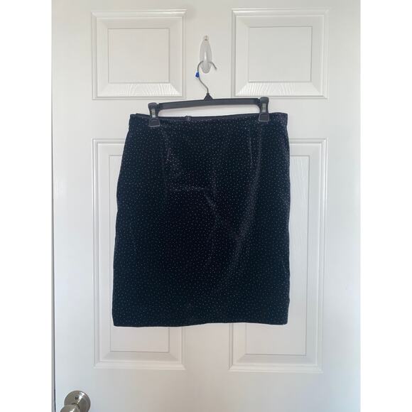 THEORY PLEAT WRAP SKIRT  Black w/ White Dot Velvet  NWT $355 Size 8 - Picture 3 of 5